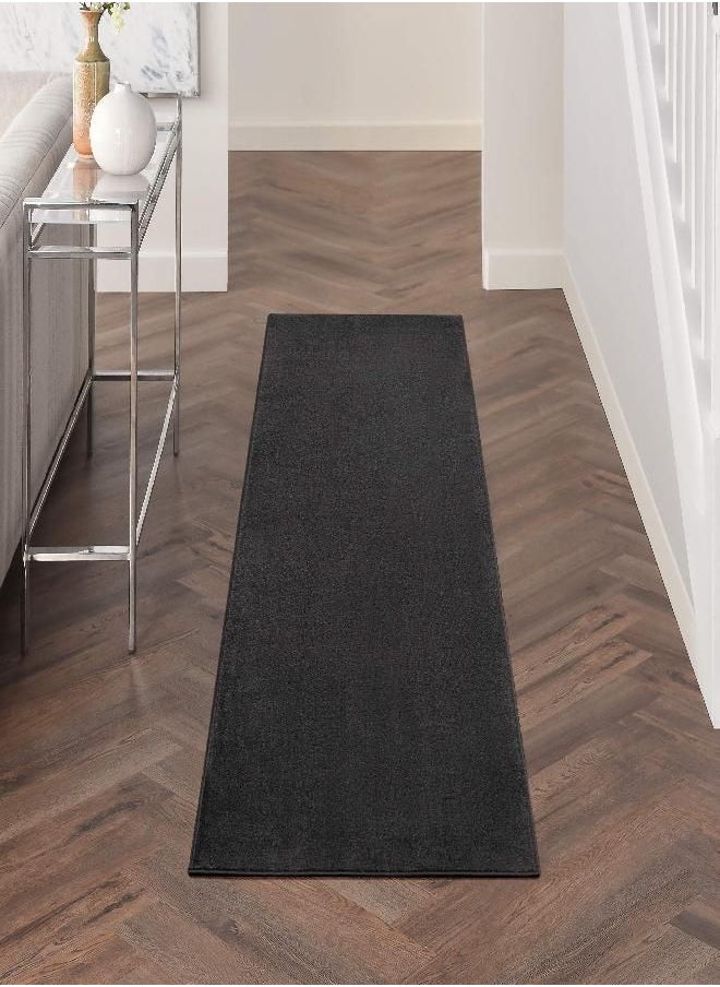 Nourison Essentials Indoor/Outdoor Black 2' x 6' Area Rug, Easy -Cleaning, Non Shedding, Bed Room, Living Room, Dining Room, Backyard, Deck, Patio (2x6)