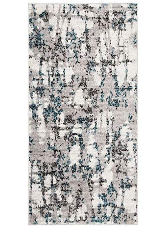 SAFAVIEH Skyler Collection 2' x 4' Grey/Blue SKY193B Modern Abstract Non-Shedding Living Room Bedroom Accent Rug