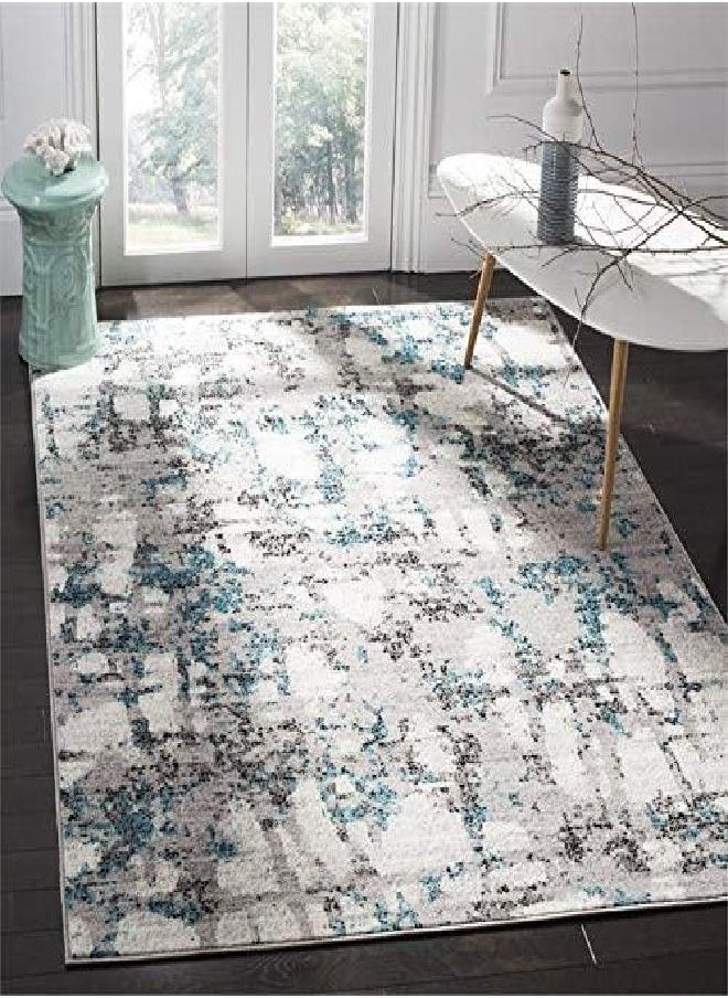 SAFAVIEH Skyler Collection 2' x 4' Grey/Blue SKY193B Modern Abstract Non-Shedding Living Room Bedroom Accent Rug