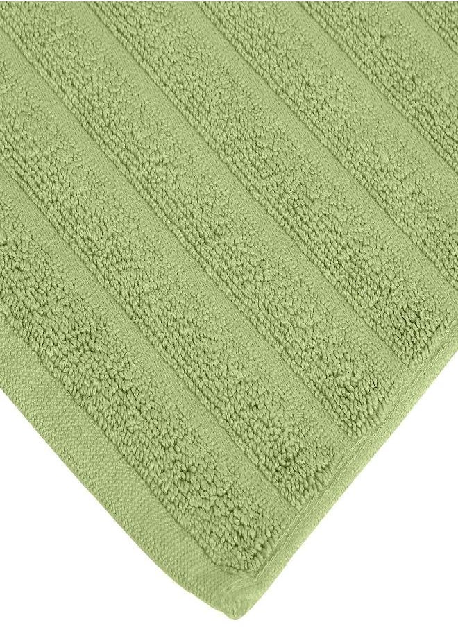 Superior Striped Bath Mat 2-Pack, 100% Combed Cotton, Luxury Spa Ribbed Texture, Durable and Washable Bathroom Mats - Terrace Green, 22