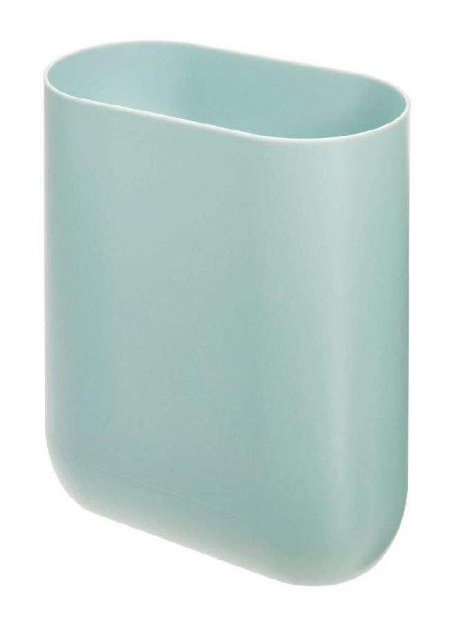 iDesign Cade Oval Slim Trash, Compact Waste Basket Garbage Can for Bathroom, Bedroom, Home Office, Dorm, College-Matte Soft Aqua