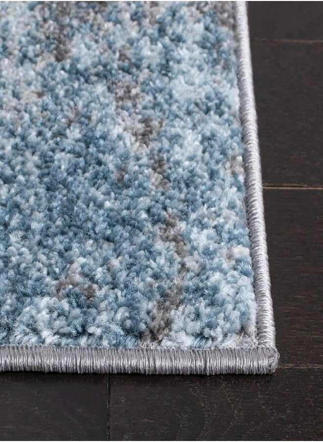 SAFAVIEH Tulum Collection 2' x 5' Grey/Blue TUL207F Modern Abstract Non-Shedding Living Room Bedroom Area Rug