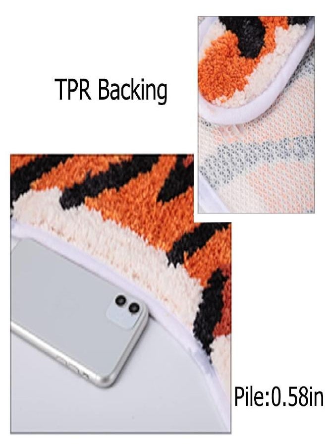 Tiger Shaped Bath Mat for Bathroom Non Slip Bathroom Door Mat Area Rug Playroom Bedroom Bathroom Rugs and Mats Floor Playmat Absorption Shower Rug Carpet (Orange，22x34 inch)