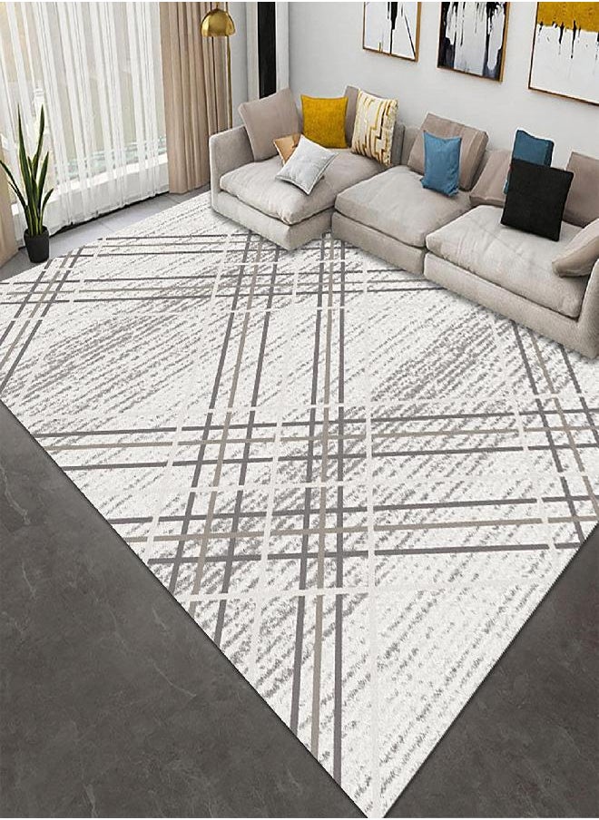 FINOREN Artistic Abstract Area Rug.Lines-Grey,4'x6', Suitable for Bedroom, Living Room, Apartment, Machine Washable Non-Slip Soft Modern Interior Rug,Smudge-Proof, Non-Shedding.