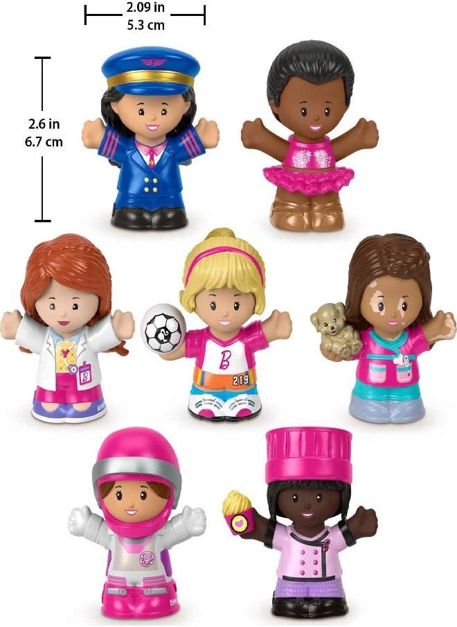 Fisher-Price Little People Barbie Toddler Toys, You Can Be Anything Figure Pack, 7 Characters for Pretend Play Ages 18+ Months