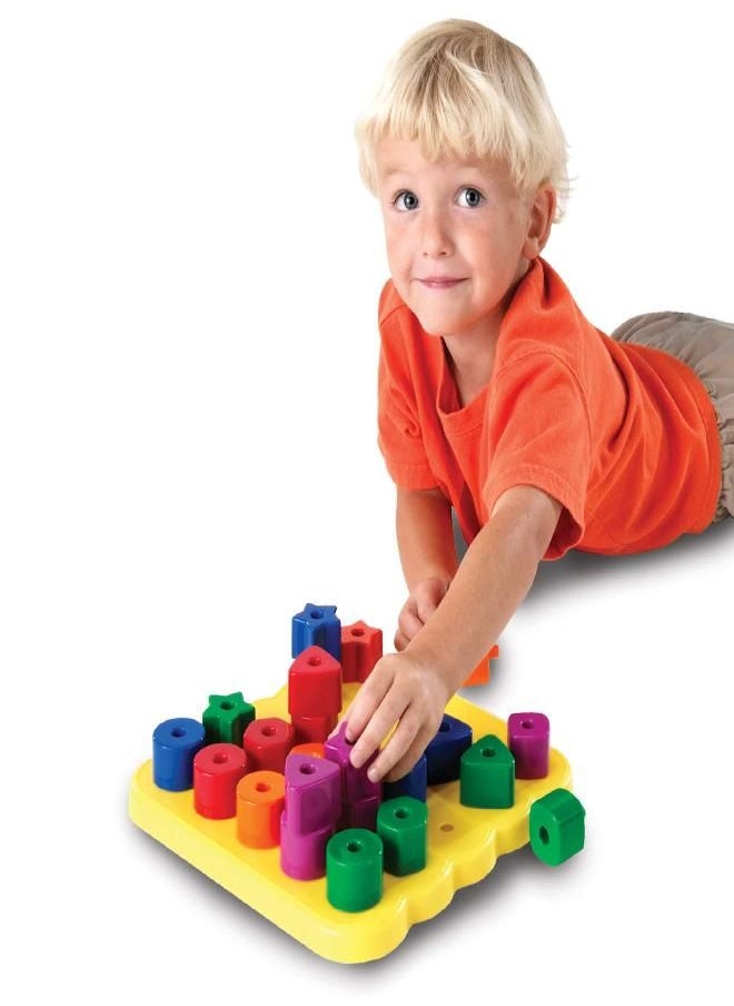 Learning Resources Stacking Shapes Pegboard, Toddler Pegboard, Stacking Pegboard Set, Fine Motor Toy, 27 Piece Set, Ages 2+