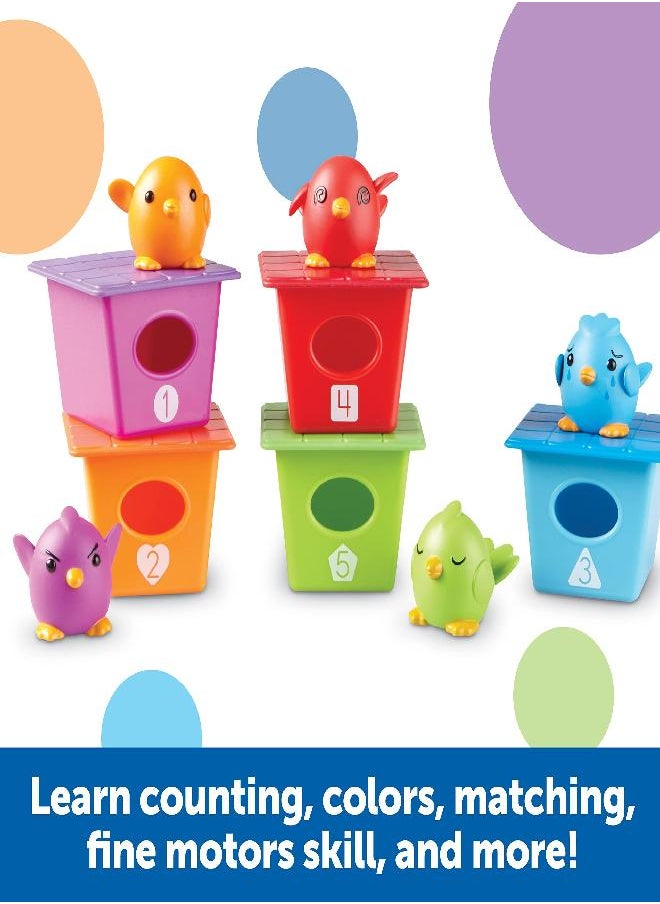 Learning Resources Peek-a-Bird Learning Buddies - 15 Pieces, Age 18 Months+ Toddler Learning Activities, Preschool Toys, Educational Toy for Color Teaching