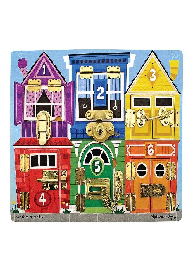 Melissa & Doug Wooden Latches Board - Sensory Activity Toy For Kids, Doors And Locks, Busy Board, Toddler Toys For Ages 3+