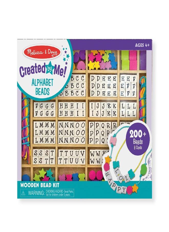 Melissa & Doug Created by Me! Alphabet Beads Deluxe Wooden Stringing Beads, 200+ Beads and 8 Laces for Jewelry-Making