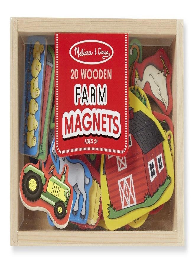 Melissa & Doug Farm Wooden 20 Magnets-in-a-Box Gift Set + Free Scratch Art Mini-Pad Bundle [92791]