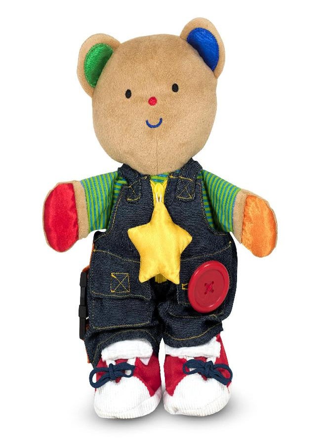 Melissa & Doug K's Kids - Teddy Wear Stuffed Bear Educational Toy - Plush Bear Zipper And Button Learning Toy for Toddlers