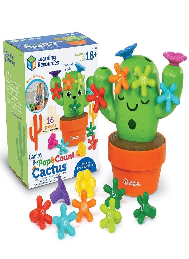 Learning Resources Carlos The Pop & Count Cactus, Toddler Learning Toys, Preschool Toys, Educational Toys for Kids, Cactus Toys for Kids, 16 Pieces, Age 18+ Months