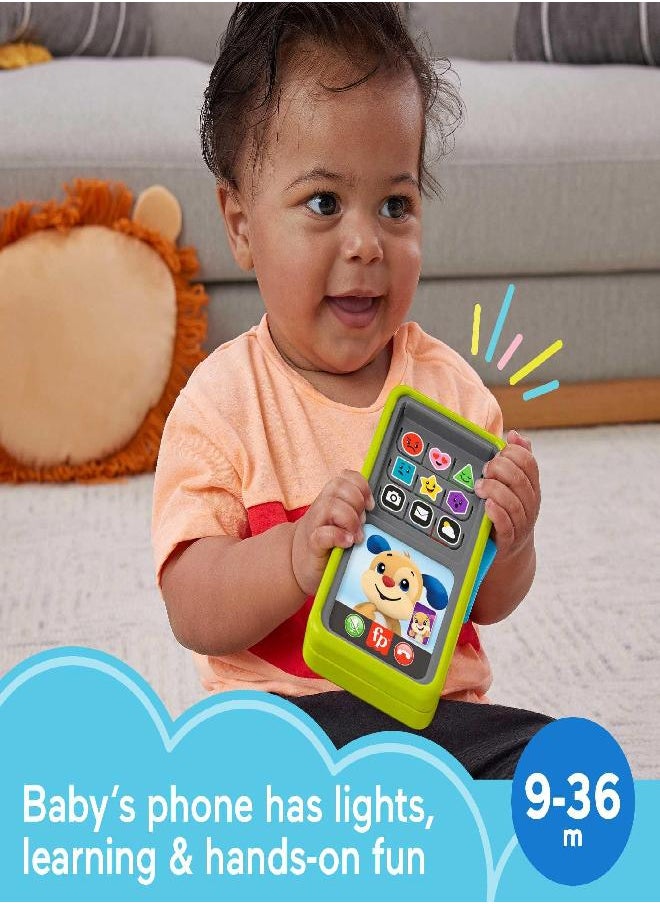 Fisher-Price Laugh & Learn Baby & Toddler Toy 2-In-1 Slide To Learn Smartphone With Lights & Music For Ages 9+ Months