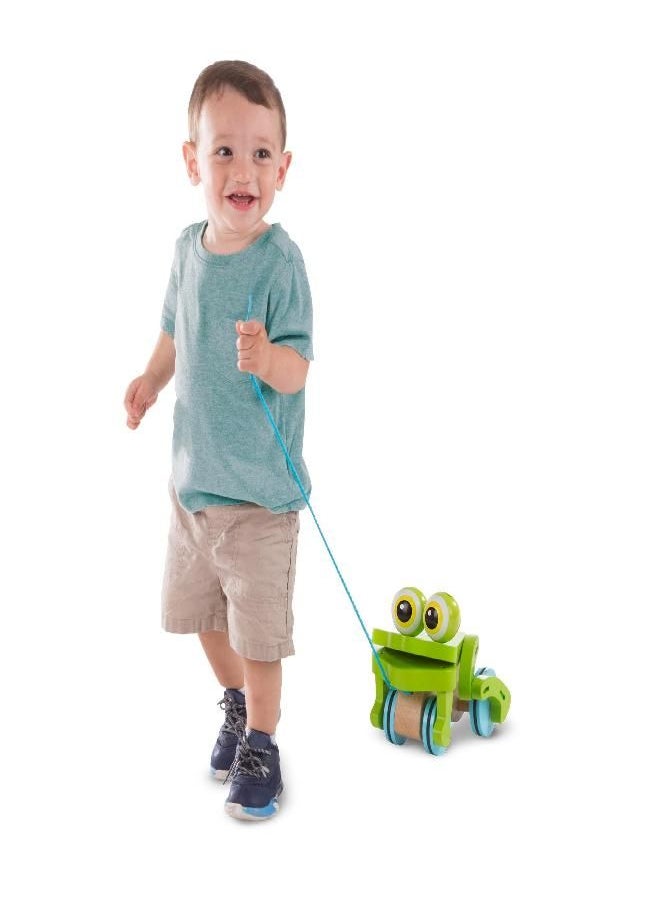 Melissa & Doug First Play Frolicking Frog Wooden Pull Toy - Developmental Duck Pull Toy For Toddlers Ages 1+