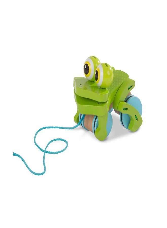 Melissa & Doug First Play Frolicking Frog Wooden Pull Toy - Developmental Duck Pull Toy For Toddlers Ages 1+