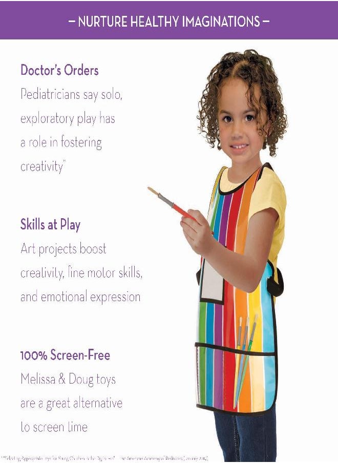 Melissa & Doug Art Essentials Artist Smock - One Size Fits All - Artist Painting Apron With Pockets, Art Smock For Toddlers And Kids