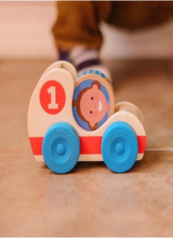 Melissa & Doug GO Tots Wooden Race Cars (2 Cars, 2 Disks) - Stacking Toys For Infants, Hand Push Vehicles, Wooden Car Toys For Toddlers Ages 1+ - FSC-Certified Materials