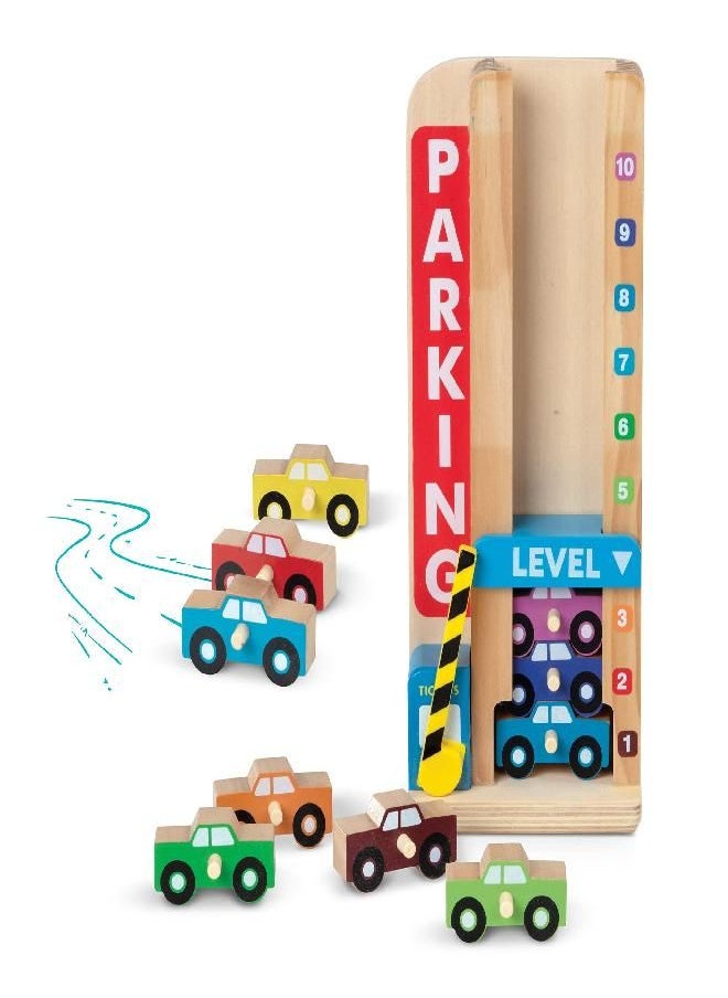 Melissa & Doug Stack & Count Wooden Parking Garage With 10 Cars