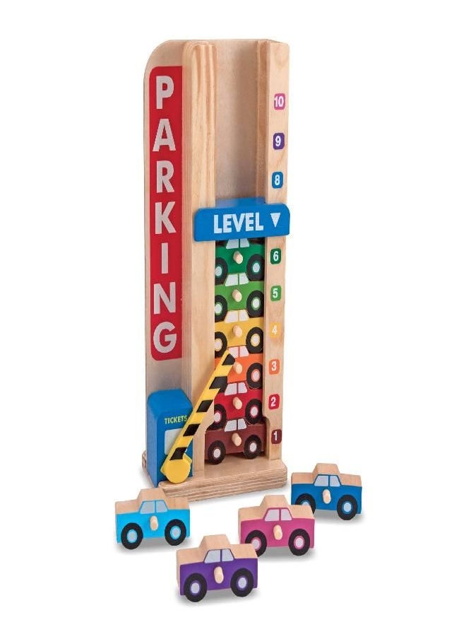 Melissa & Doug Stack & Count Wooden Parking Garage With 10 Cars