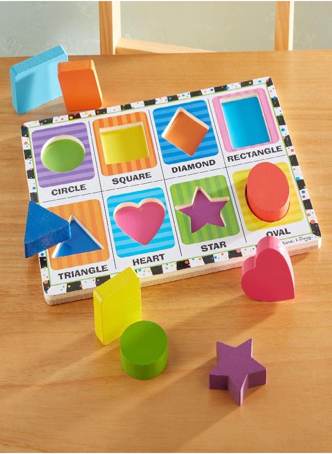 Melissa & Doug Shapes Wooden Chunky Puzzle (8 pcs) - Wooden Puzzles for Toddlers, Animal Puzzles For Kids Ages 2+ - FSC-Certified Materials