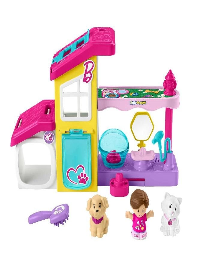 Fisher-Price Little People Barbie Toddler Playset Play and Care Pet Spa with Music Sounds & 4 Pieces for Ages 18+ Months