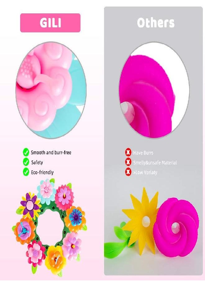 Gili Flower Garden Building Stacking Toys - Build a Bouquet Sets for 4 5 6 Year Old Toddler Girls Arts and Crafts for Little Kids Age 3yr Up Best Top Christmas Birthday Gifts for Creativity Play