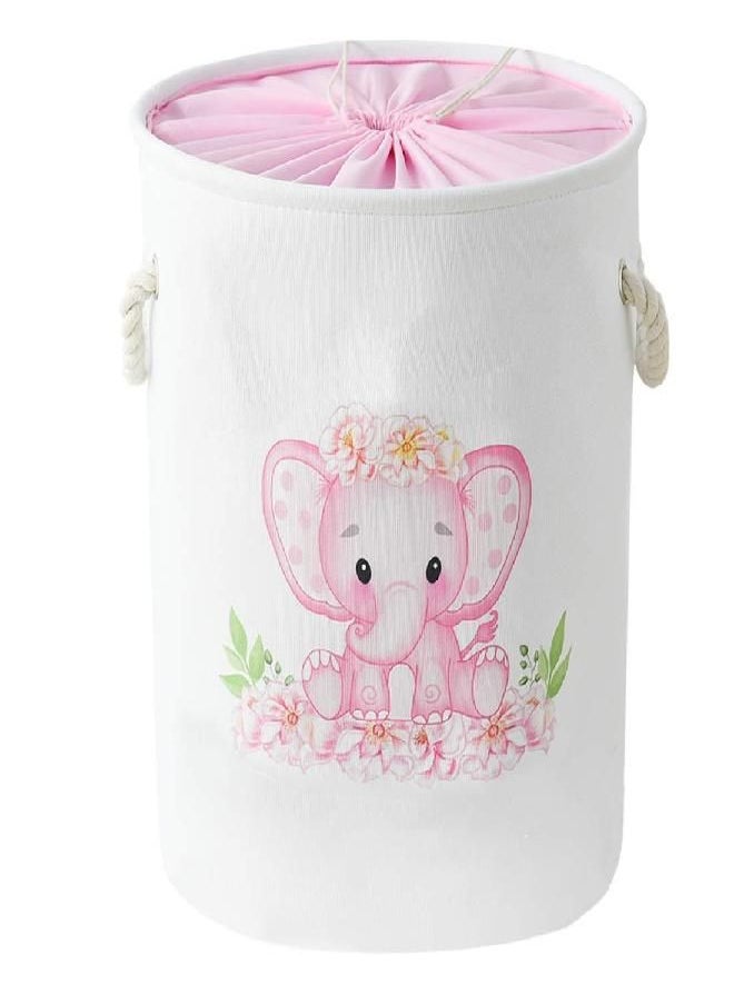 INough Baby Basket Pink Hamper Large Kids Hamper Baby Laundry Hamper for Nursery Girl, Girls Laundry Basket for Kids, Baby Dirty Clothes Basket Collapsible Kids Clothes Hamper for Laundry Kidsroom