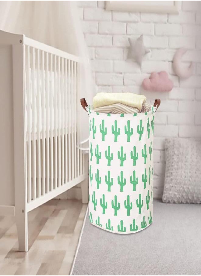 CLOCOR Large Round Storage Bin Collapsible Cactus Storage Basket Clothes Laundry Hamper Toy Bins Gift Baskets (Cactus)