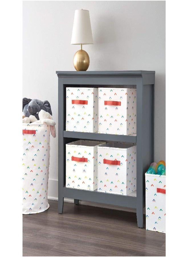 iDesign Arrow Fabric Storage Cube Bin, Medium Basket Container with Dual Side Handles for Closet, Bedroom, Toys, Nursery - Multicolored