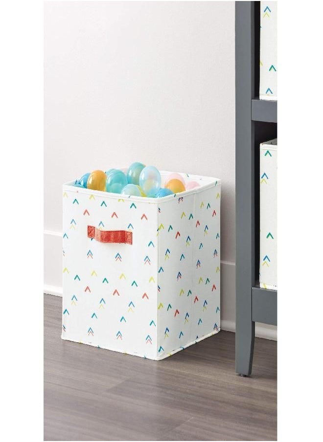 iDesign Arrow Fabric Storage Cube Bin, Medium Basket Container with Dual Side Handles for Closet, Bedroom, Toys, Nursery - Multicolored