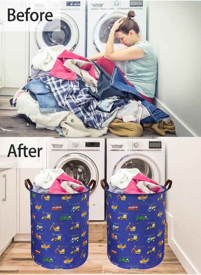 Essme Kids Laundry Basket,Kids Hamper Collapsible Canvas Car Storage Bin for Boys Room Decor, Nursery Hamper,Gift Baskets,Toys，Home Organizer(Vehicles)