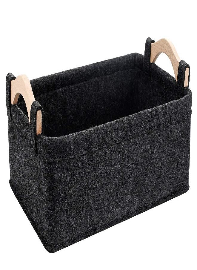 KWLET Small Basket Gray Storage Baskets for Shelves Fabric Storage Bins for Living Room Kitchen Playroom Bathroom Toilet Dorm Narrow Storage Basket Organizer Decorative Basket