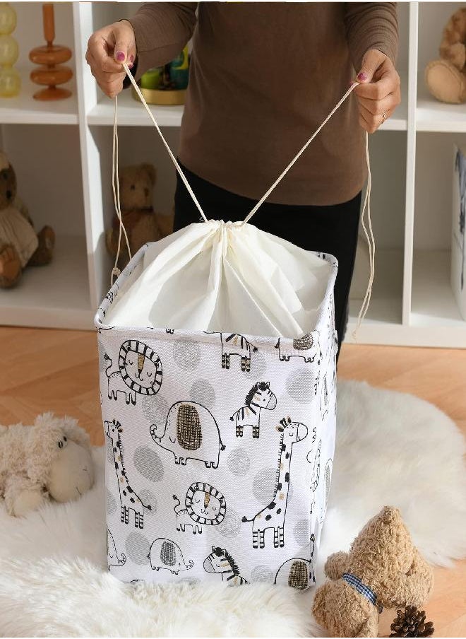 INough Baby Laundry Basket Giraffe Storage Basket, Cube Storage Bins Toy Organizers for Boys, Large Collapsible Mothers Day Gifts Storage Cubes 13 x 13 inch with Drawstring Closure for Nursery