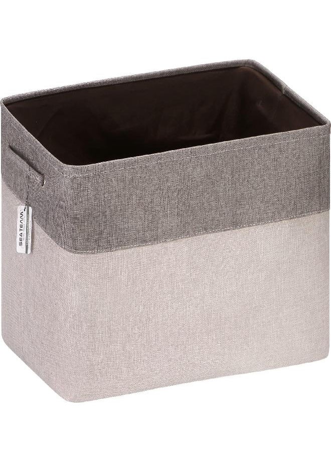 Sea Team 3-Pack Extra Large Storage Basket Set, Trunk Organizer, Clothes Toys Bin, 22 x 15 x 13 Inches, Rectangular Canvas Fabric Collapsible Shelf Box with Handles for Kids Room (Ash Grey/Grey)