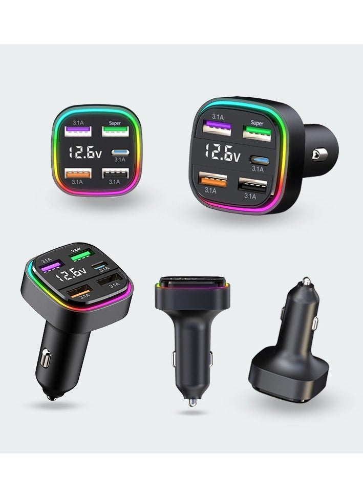Car charger fast charging one-to-two-to-three car charger with built-in PD dual-line car suitable for Samsung series Android series stable charging exquisite appearance