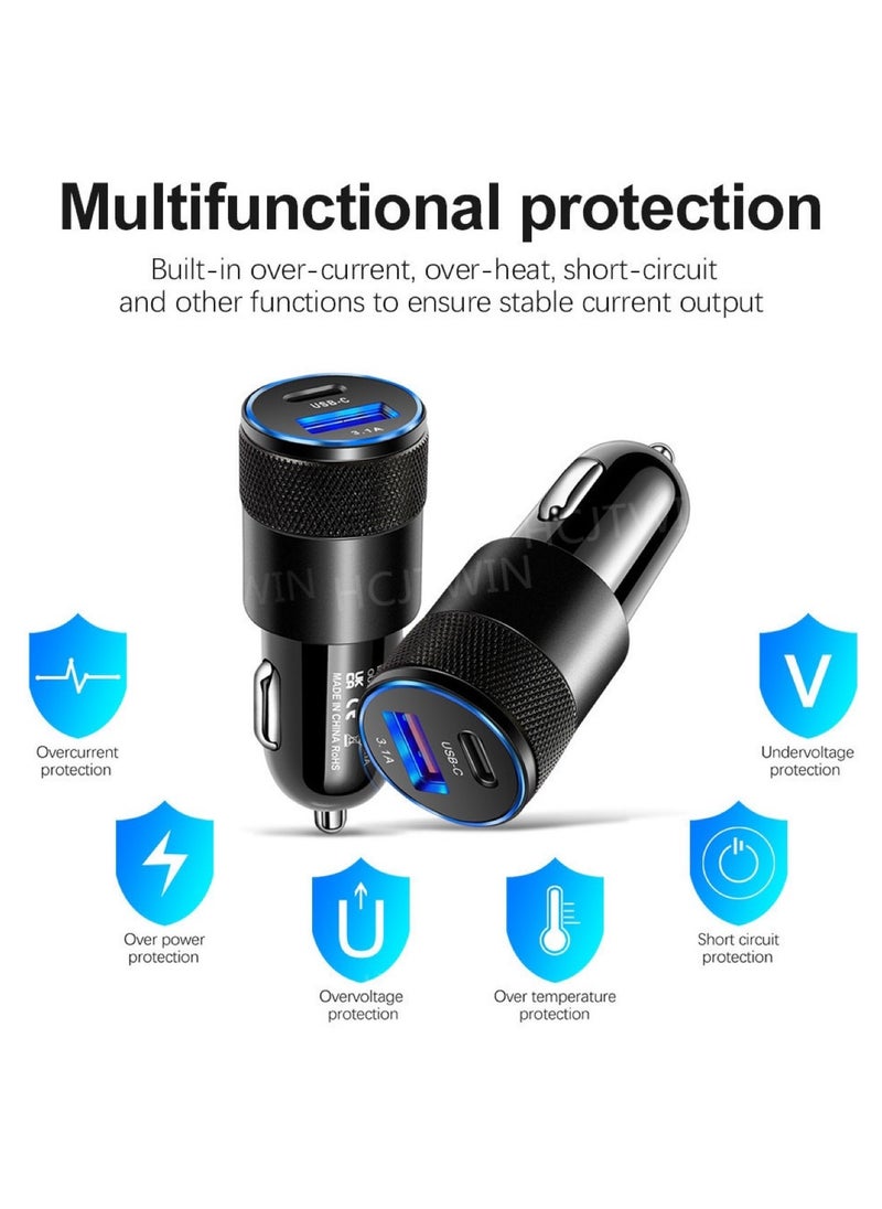 New aluminum alloy PD/USB car charger Super fast charging socket Stable charging Exquisite appearance