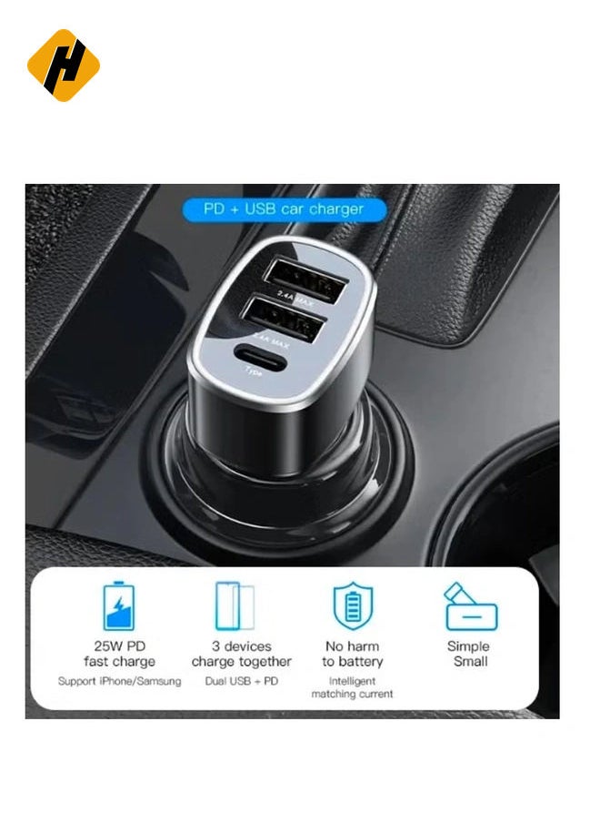 Yesido Y47 49W Double USB+Type-C/USB-C Port Car Fast Charger(Black)