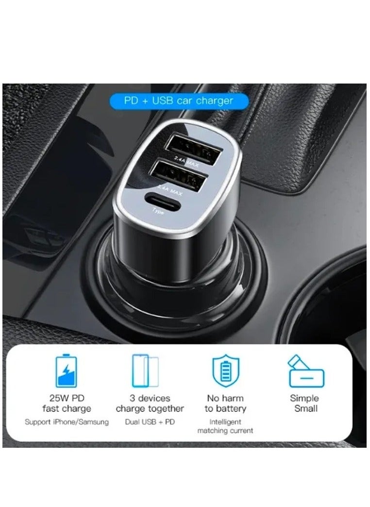 Yesido Y47 49W Double USB+Type-C/USB-C Port Car Fast Charger(Black)