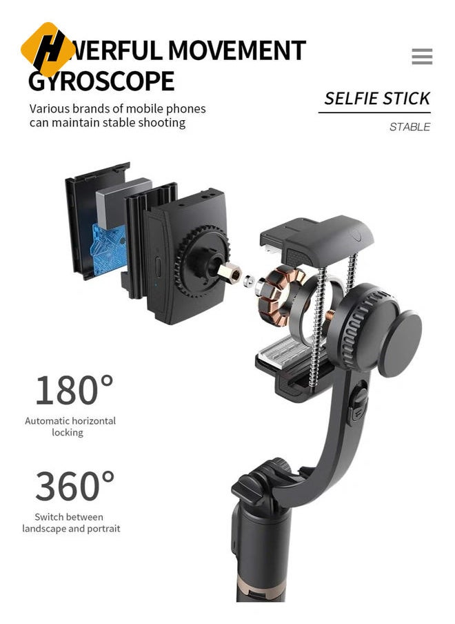 Selfie Stick Gimbal Stabilizer, 360° Rotation Tripod with Wireless Remote, Portable Phone Holder, Auto Balance 1-Axis Gimbal for Smartphones Tiktok Vlog Youtuber Live Video Record