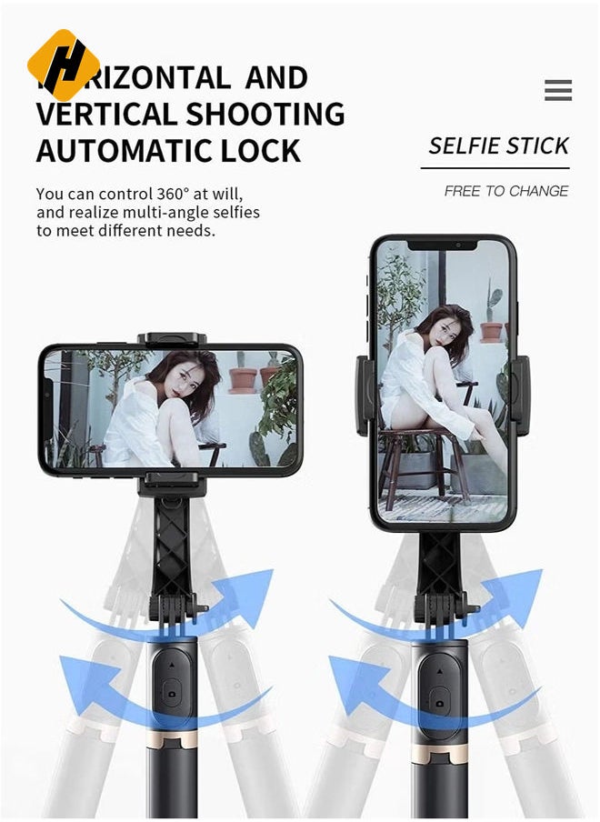 Selfie Stick Gimbal Stabilizer, 360° Rotation Tripod with Wireless Remote, Portable Phone Holder, Auto Balance 1-Axis Gimbal for Smartphones Tiktok Vlog Youtuber Live Video Record