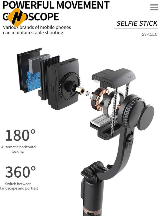 Selfie Stick Gimbal Stabilizer, 360° Rotation Tripod with Wireless Remote, Portable Phone Holder, Auto Balance 1-Axis Gimbal for Smartphones Tiktok Vlog Youtuber Live Video Record