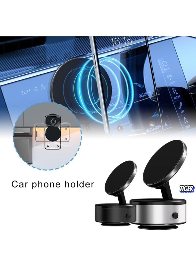 Phone Holder Vacuum Electric Magnetic Suction Car Mount – 360° Rotation, Hands-Free Shower Phone Holder, Electric Suction Cup Magnetic Mount for All Smooth Surfaces (Black)