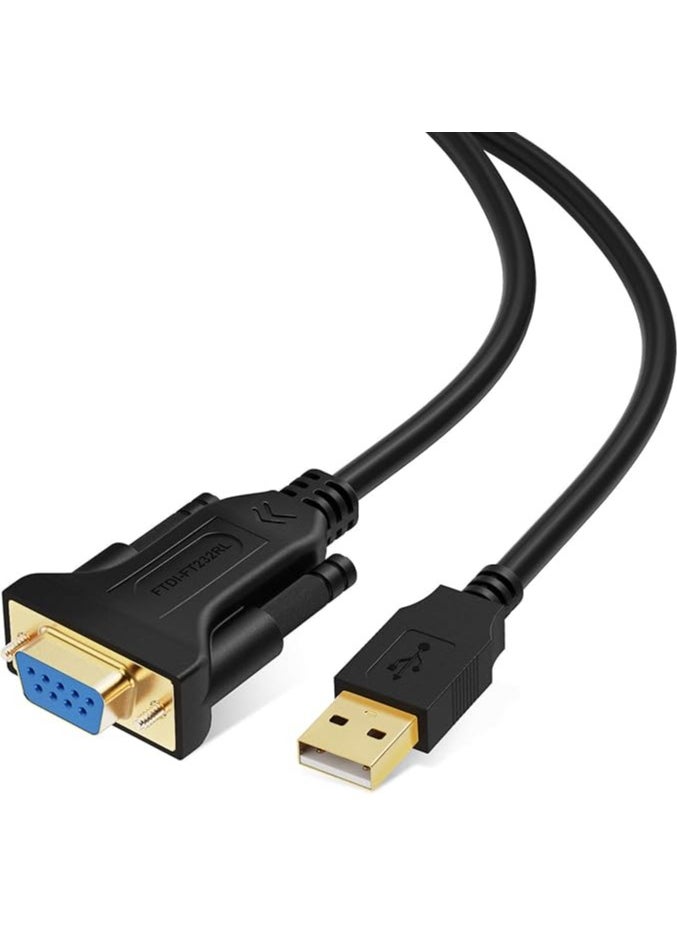 USB to RS232 Adapter with FTDI Chipset, 3.3 FT USB 2.0 to RS232 Female DB9 Serial Converter Cable for Windows 10, 8.1, 8, 7, Vista, XP, 2000, Linux, Mac OS X 10.6 and Above, 1M / Black