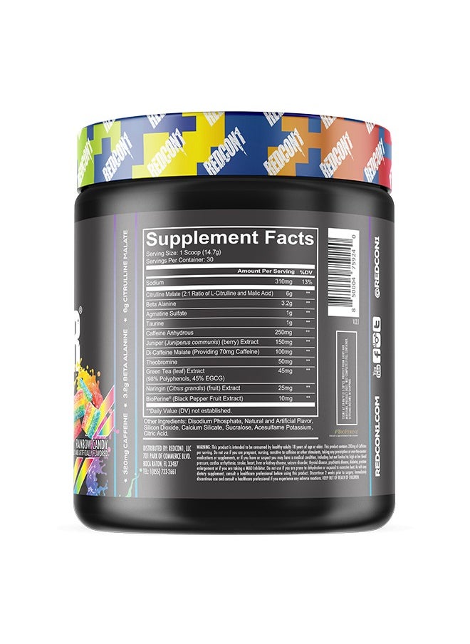 Redcon1 Total War - Pre Workout, 30 Servings (Rainbow Candy)