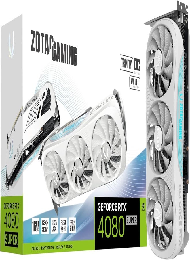 Gaming GeForce RTX 4080 Super Trinity OC White Edition DLSS 3 16GB GDDR6X 256-bit 23 Gbps PCIE 4.0 Gaming Graphics Card, IceStorm 2.0 Advanced Cooling, Spectra RGB Lighting, ZT-D40820Q-10P