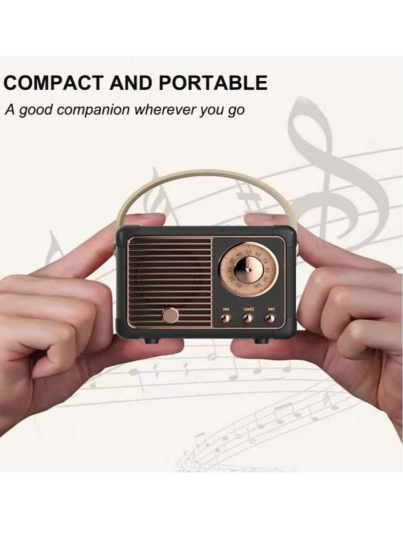 HM-11 Bluetooth Portable Radio, Retro Mini Speaker with Clear Stereo Sound, Rich Bass for iPhone, Android Devices and Tablets(Black)