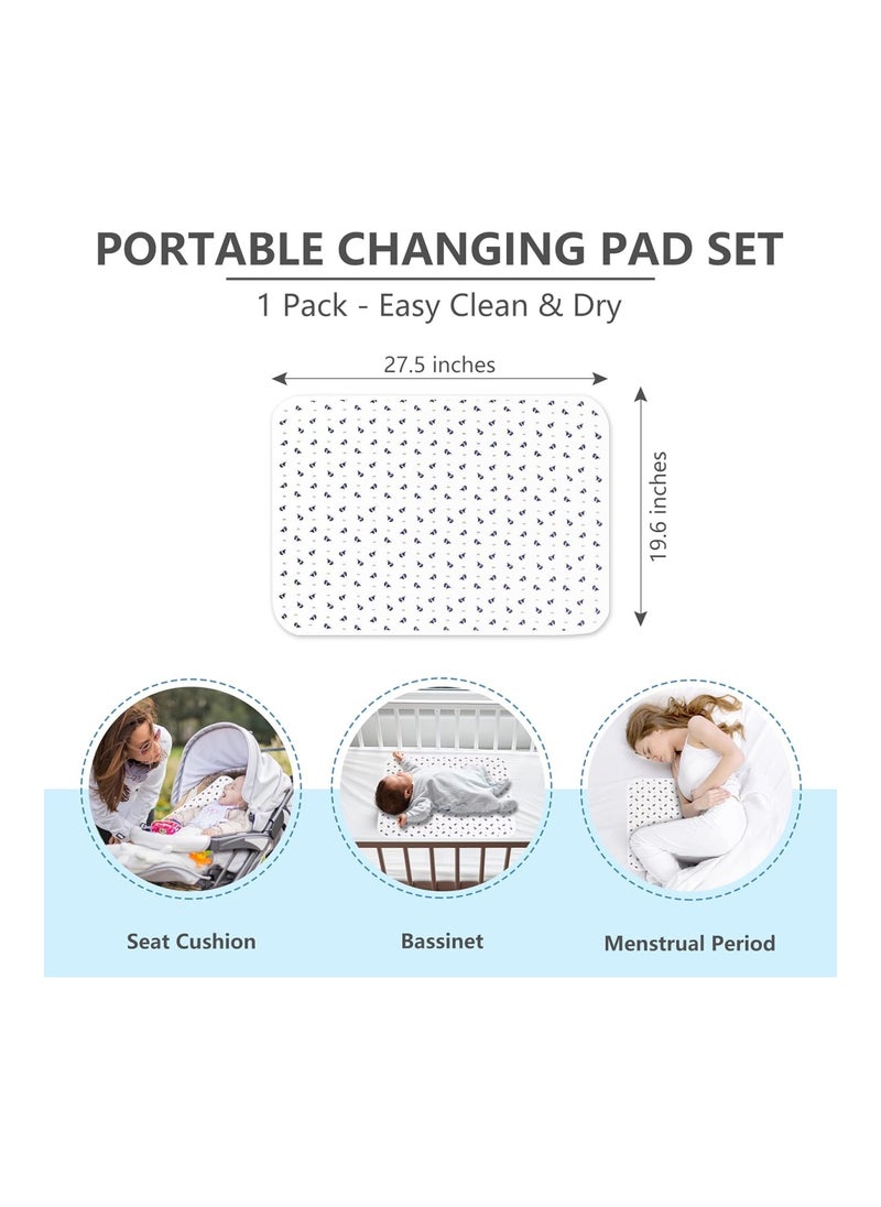 Waterproof Diaper Changing Pad For Baby, Reusable Soft Foldable Absorbent Mat For Girls Boys Womens (1 Pack, Boat)