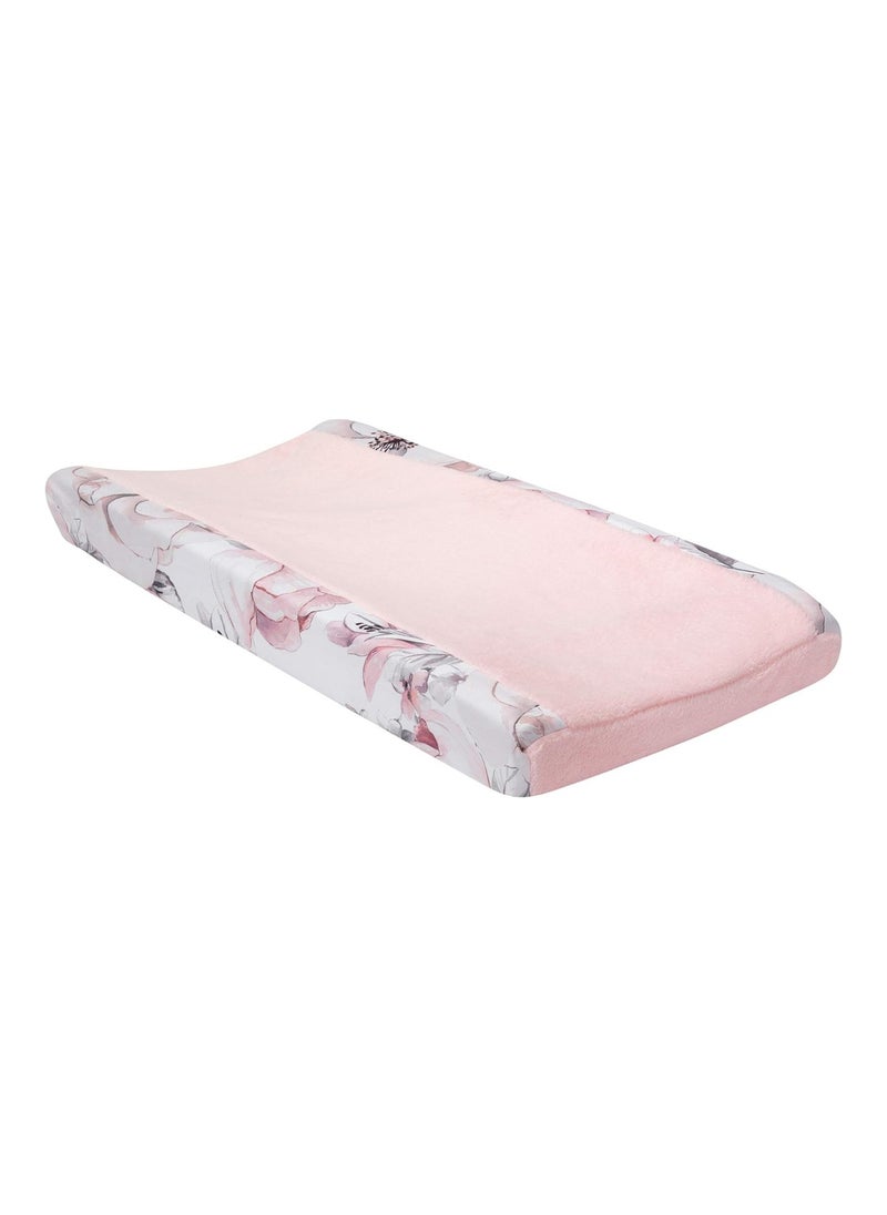 Signature Botanical Baby Pink/Gray Floral Minky Changing Pad Cover