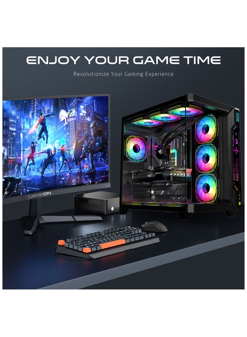 PULSE-M Gaming PC Case – ATX/M-ATX/ITX Support, Tempered Glass, ARGB+PWM Lighting, Pre-installed 7 Fans, 360mm Water Cooling Ready Black