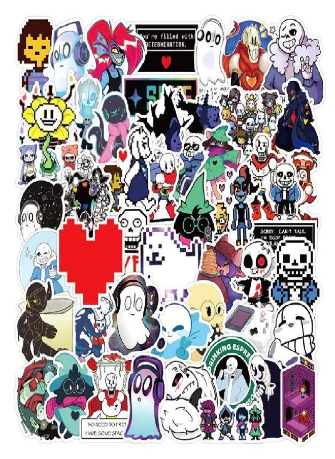 Undertale Stickers Pack| 50pcs Sans Undertale Viny Waterproof Stickers for Laptops PC Frisk Sans Au Gaster Undyne Flowey Decal for Teen Girl Adults DIY Computer Phone Case Water Bottle Skateboard